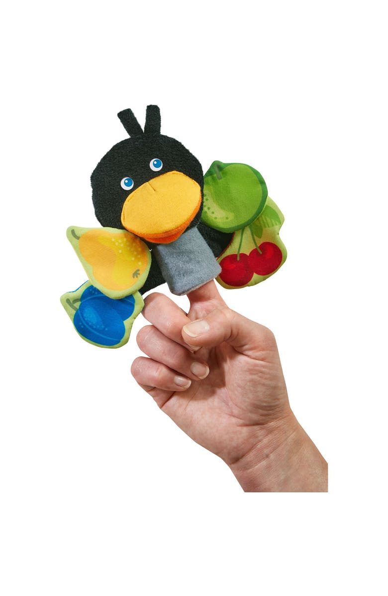 HABA Baby Soft Book and Interactive Busy Book for Babies 6-12 Months, Orchard Theme with Raven Finger Puppet and Fruit Basket, Alternate, color, Multi