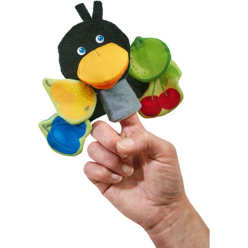 Haba Fabric Book Orchard With Raven Finger Puppet And Removable Fruit In Multi