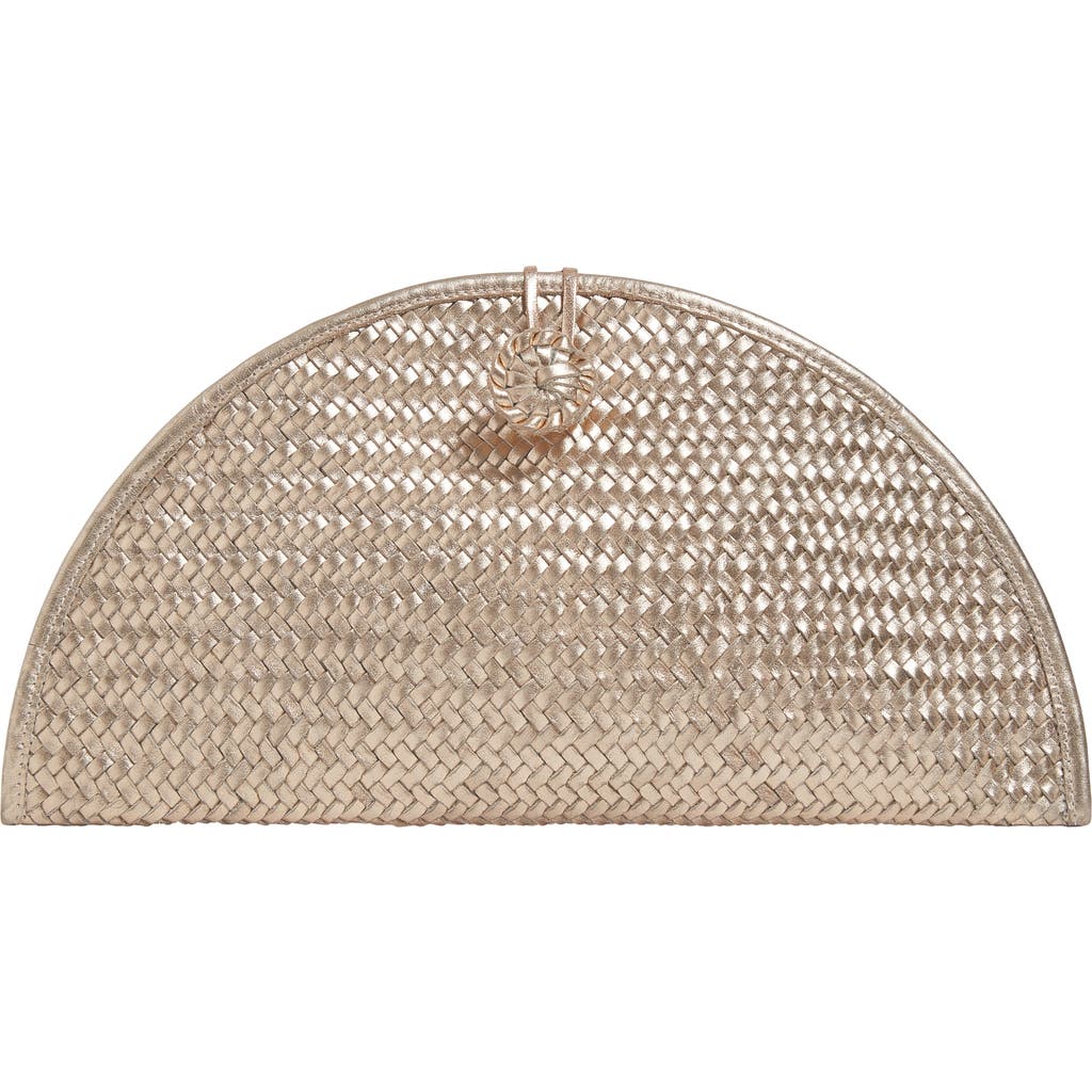 Adriana Castro La Barca Mini Handwoven Leather Clutch In Gold