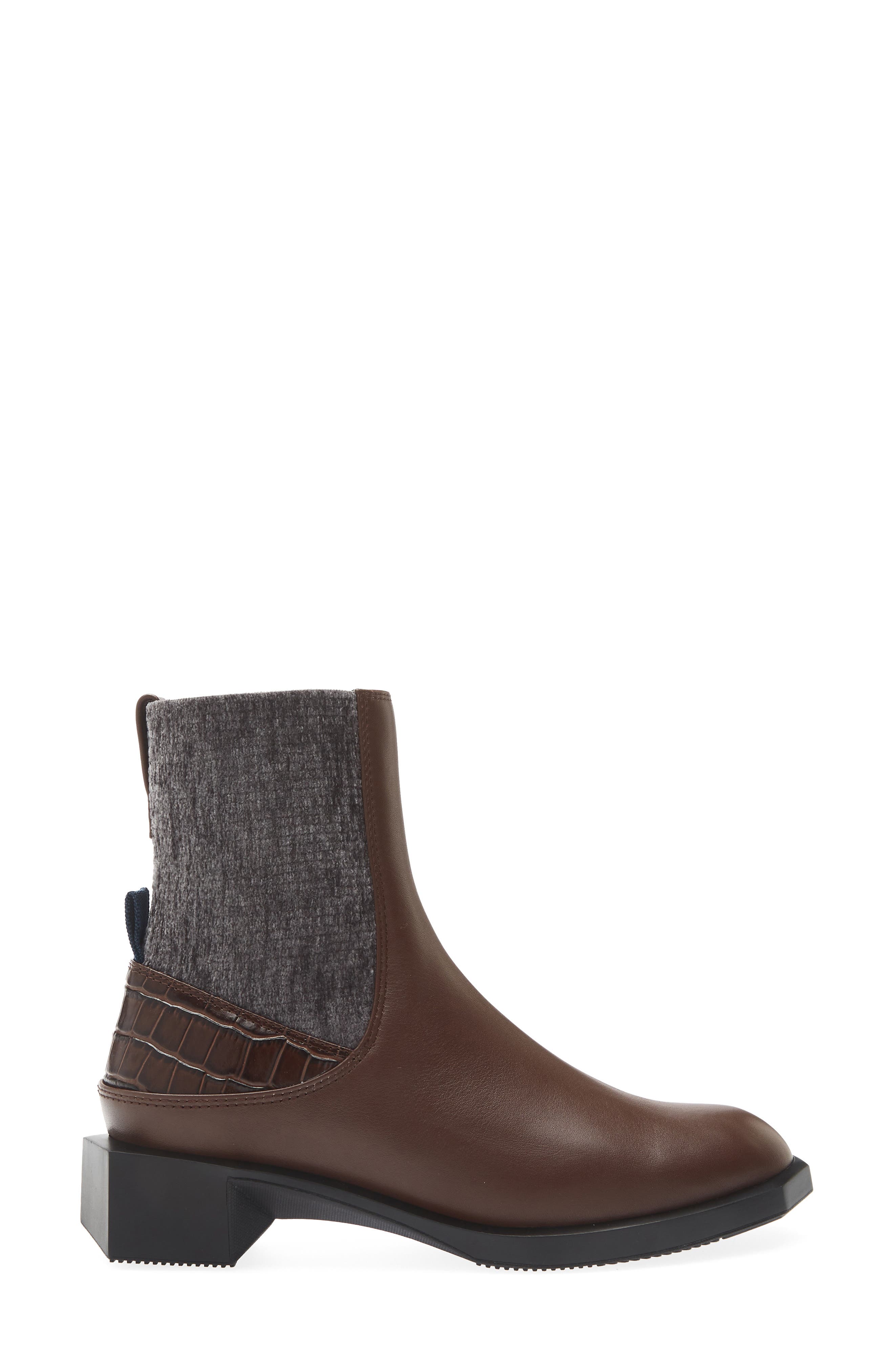 Forma Ena Croc Embossed Leather Bootie, Alternate, color, CHOCOLATE