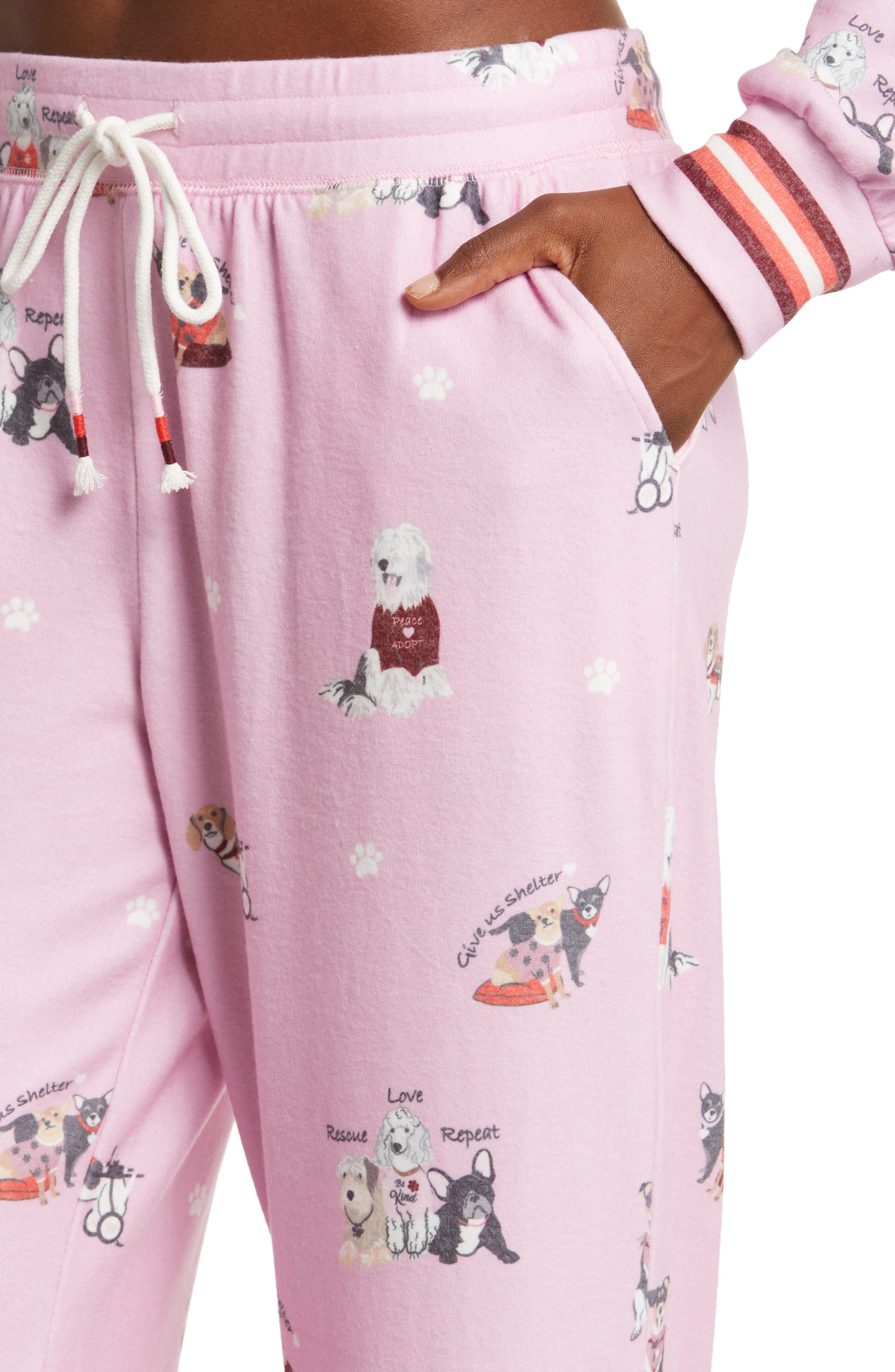 PJ Salvage Peachy Mix & Match Butterfly Kisses Open Leg Lounge Pants- Heather Grey