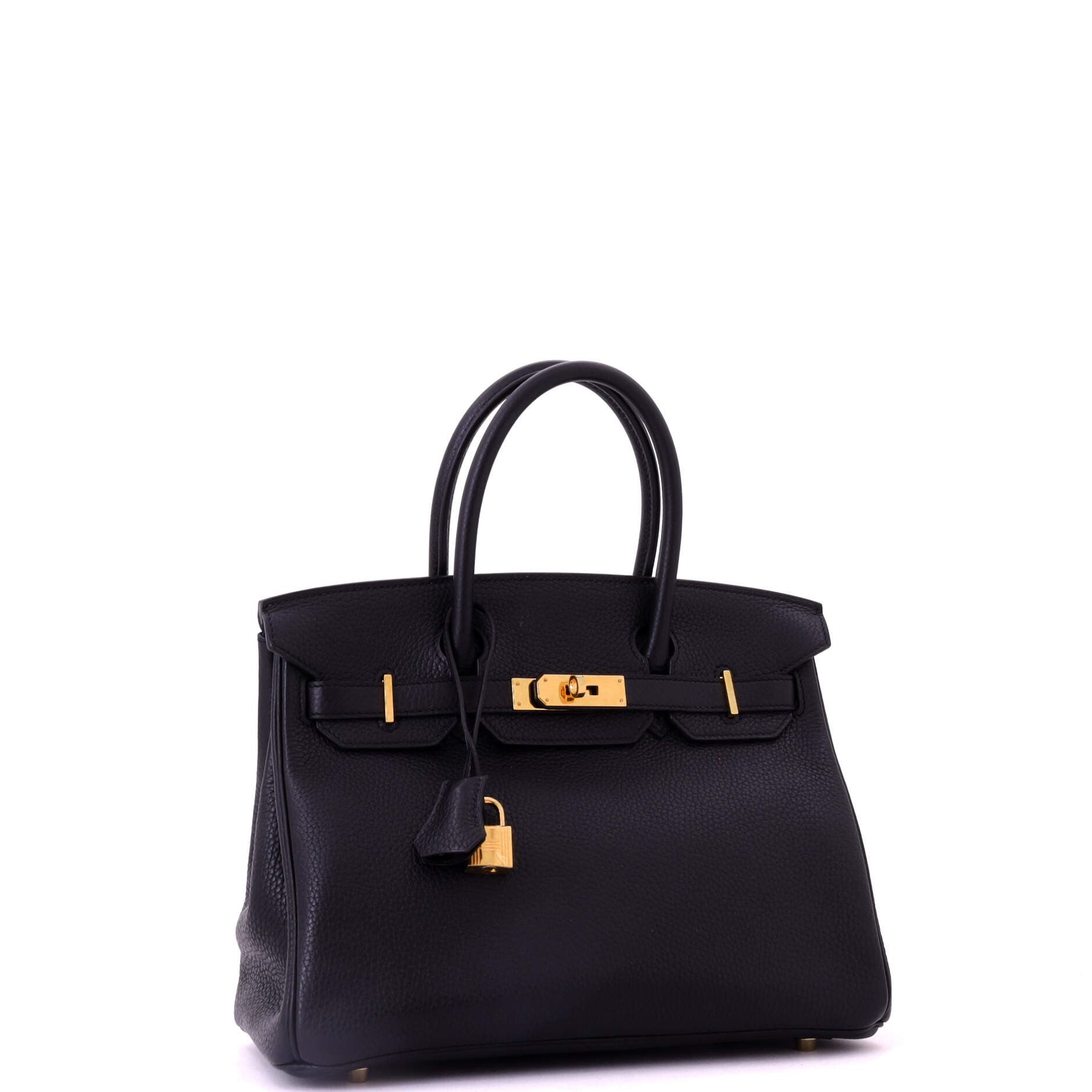 Pre-Owned Hermes Birkin Handbag Black Clemence with Gold Hardware 30, Alternate, color, Noir