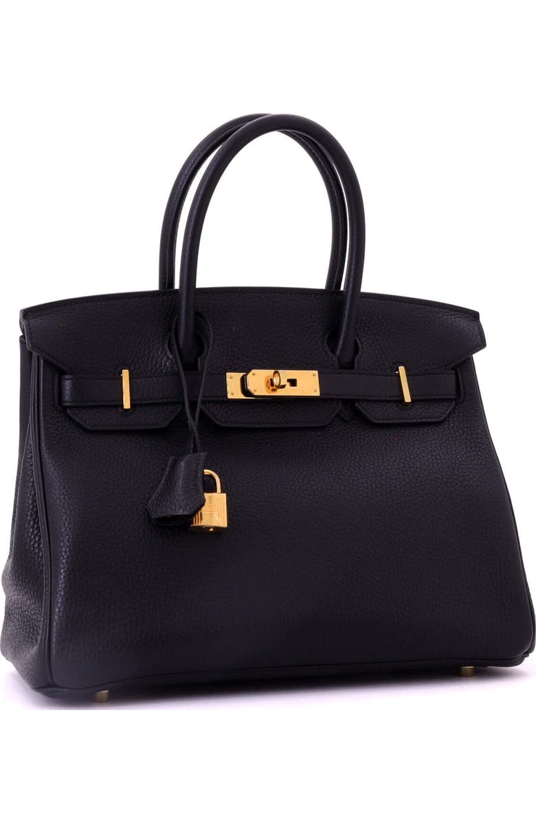 Pre-Owned Hermes Birkin Handbag Black Clemence with Gold Hardware 30, Alternate, color, Noir