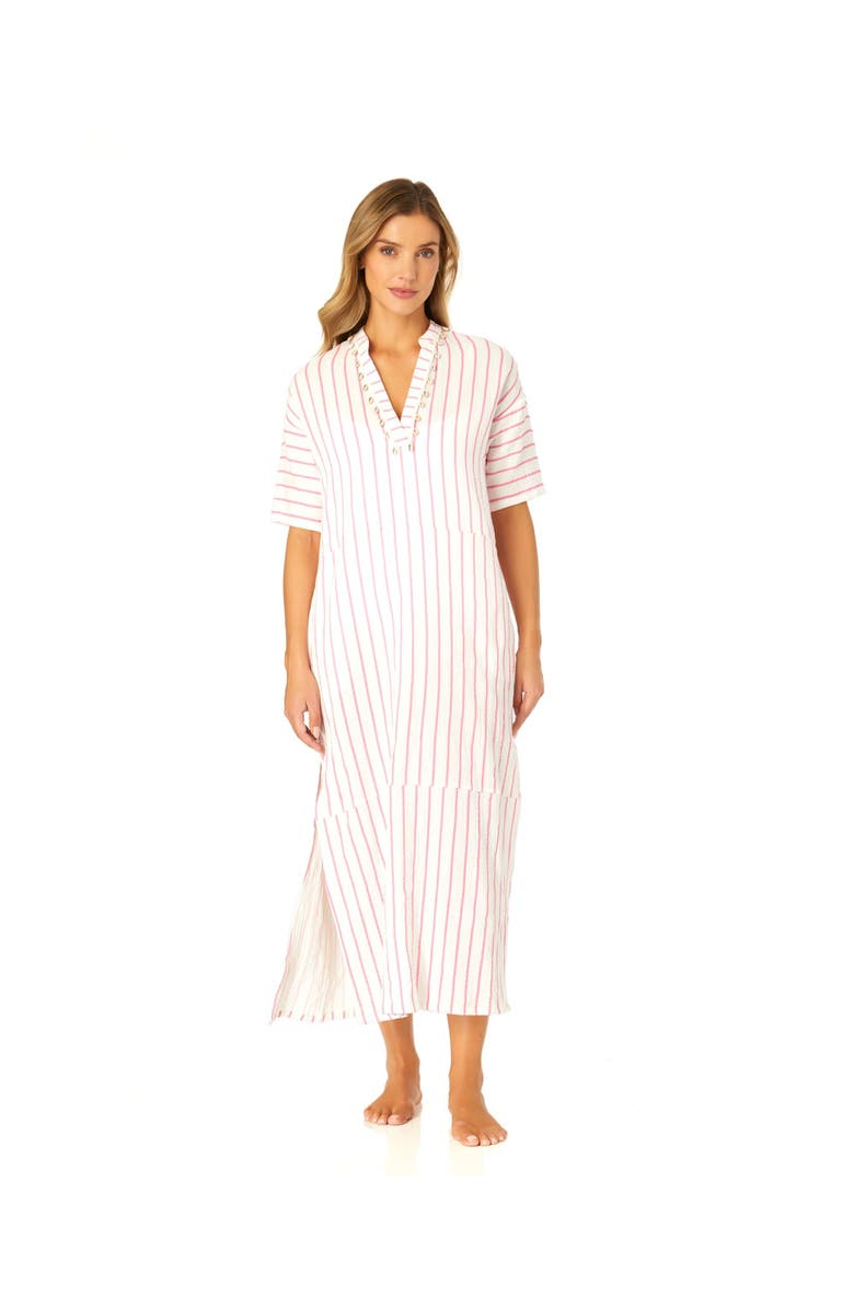 Anne Cole Women's Maxi Dress With Side Slits And Shell Details Cover Up, Alternate, color, 