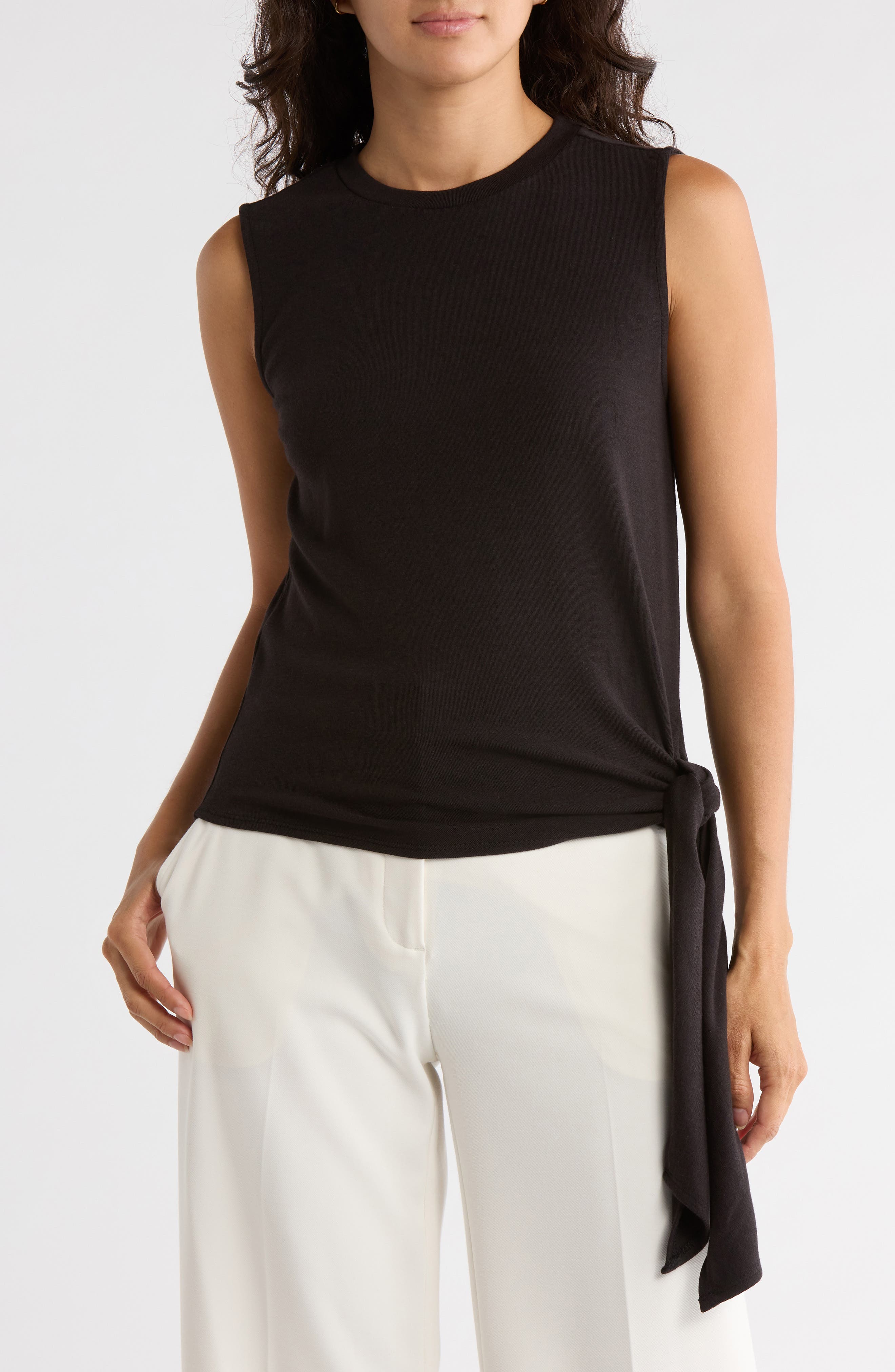 ELIE ELIE TAHARI Side Tie Crewneck Tank
