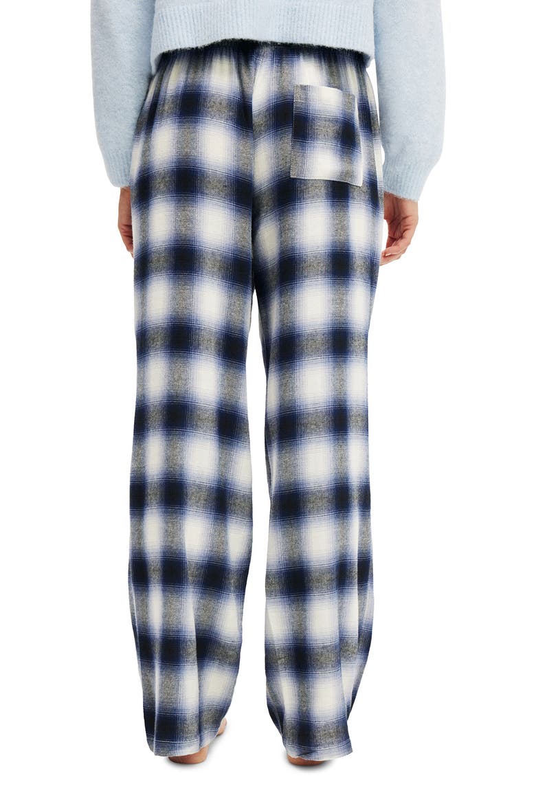 Women's Flannel Wide Leg Pant, Alternate, color, Navy White Check