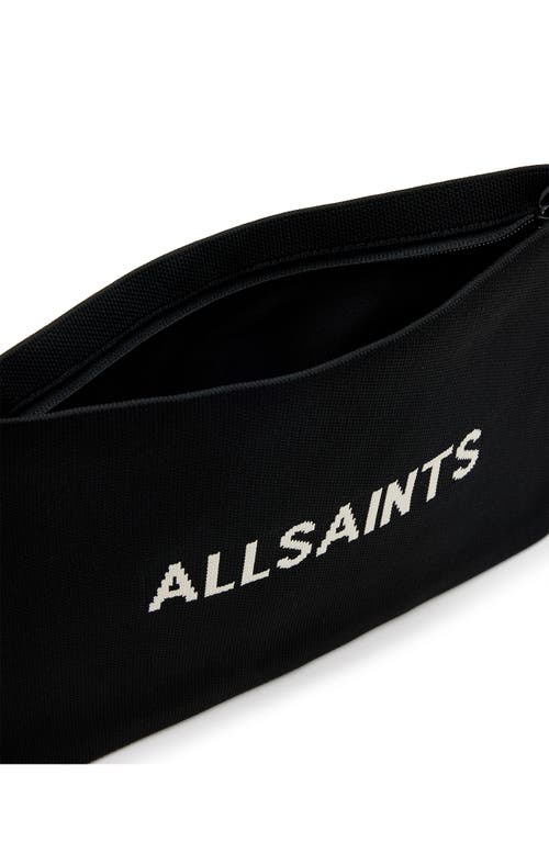 Shop Allsaints Izzy Logo Jacquard Recycled Polyester Clutch In Black