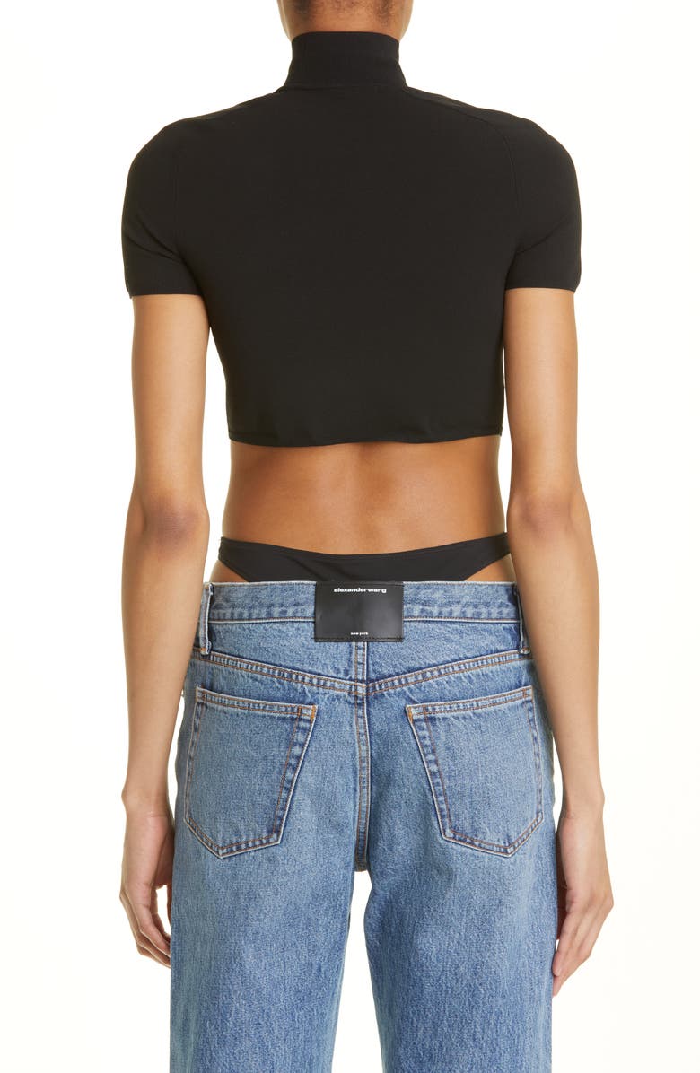 Alexander Wang Logo Appliqué Crop Turtleneck Sweater, Alternate, color, 