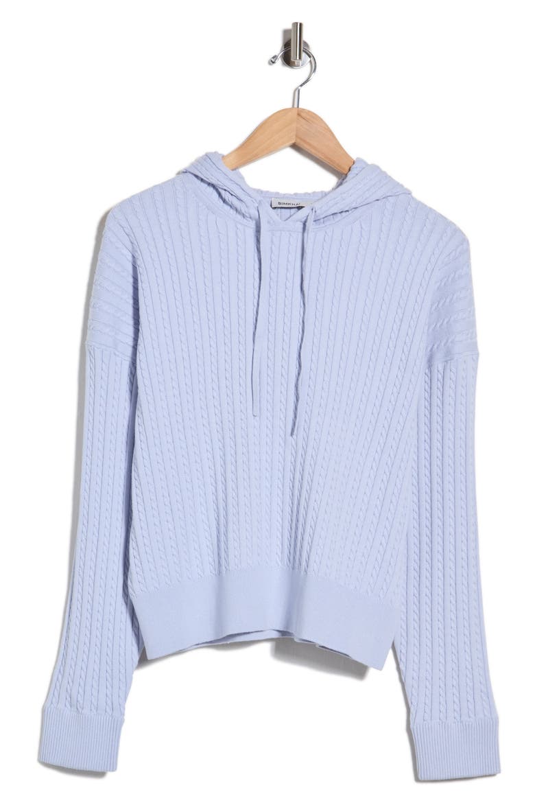 Cable Knit Cotton & Cashmere Hoodie, Main, color, BLUE HAZE
