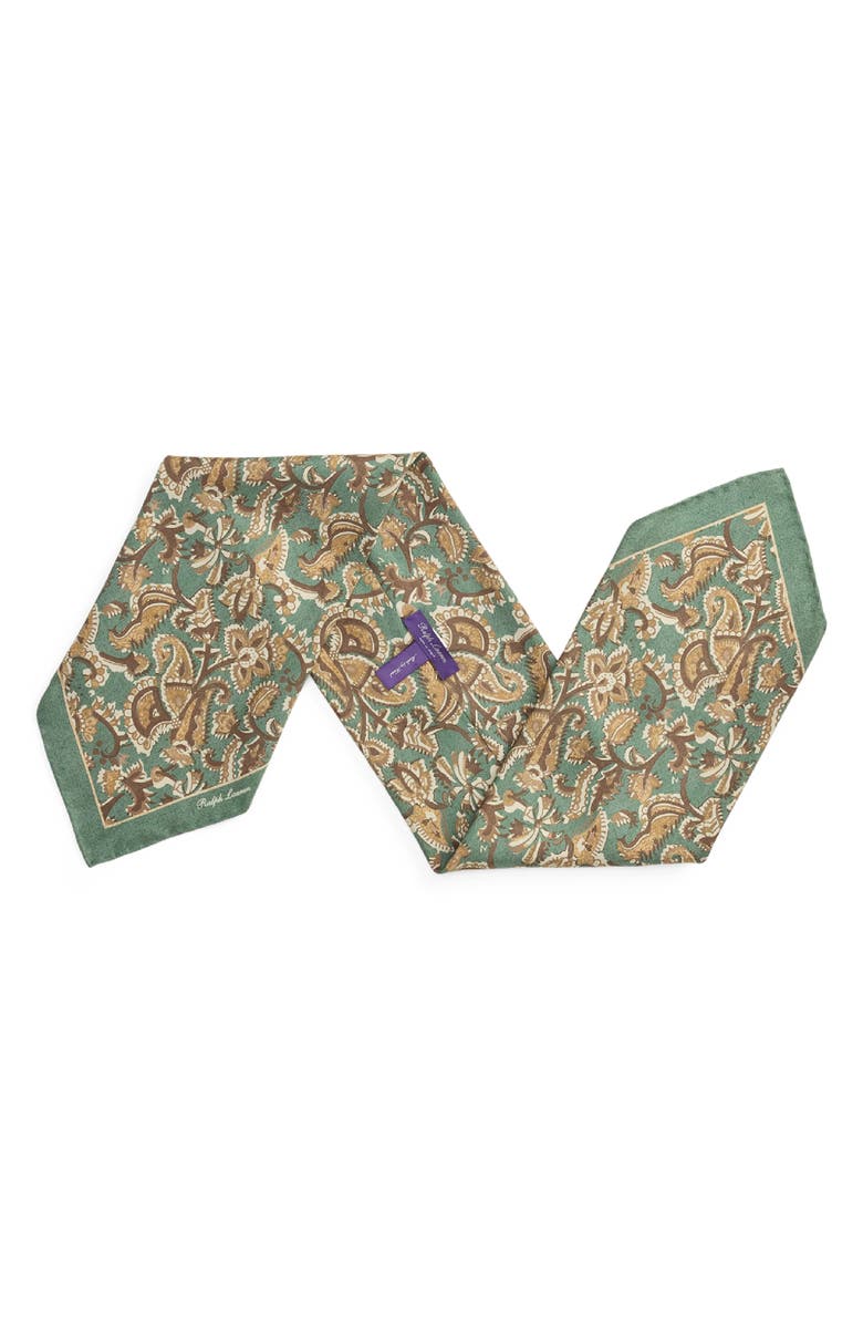 Ralph Lauren Purple Label Choppa Paisley Silk Habotai Neckerchief, Main, color, Green