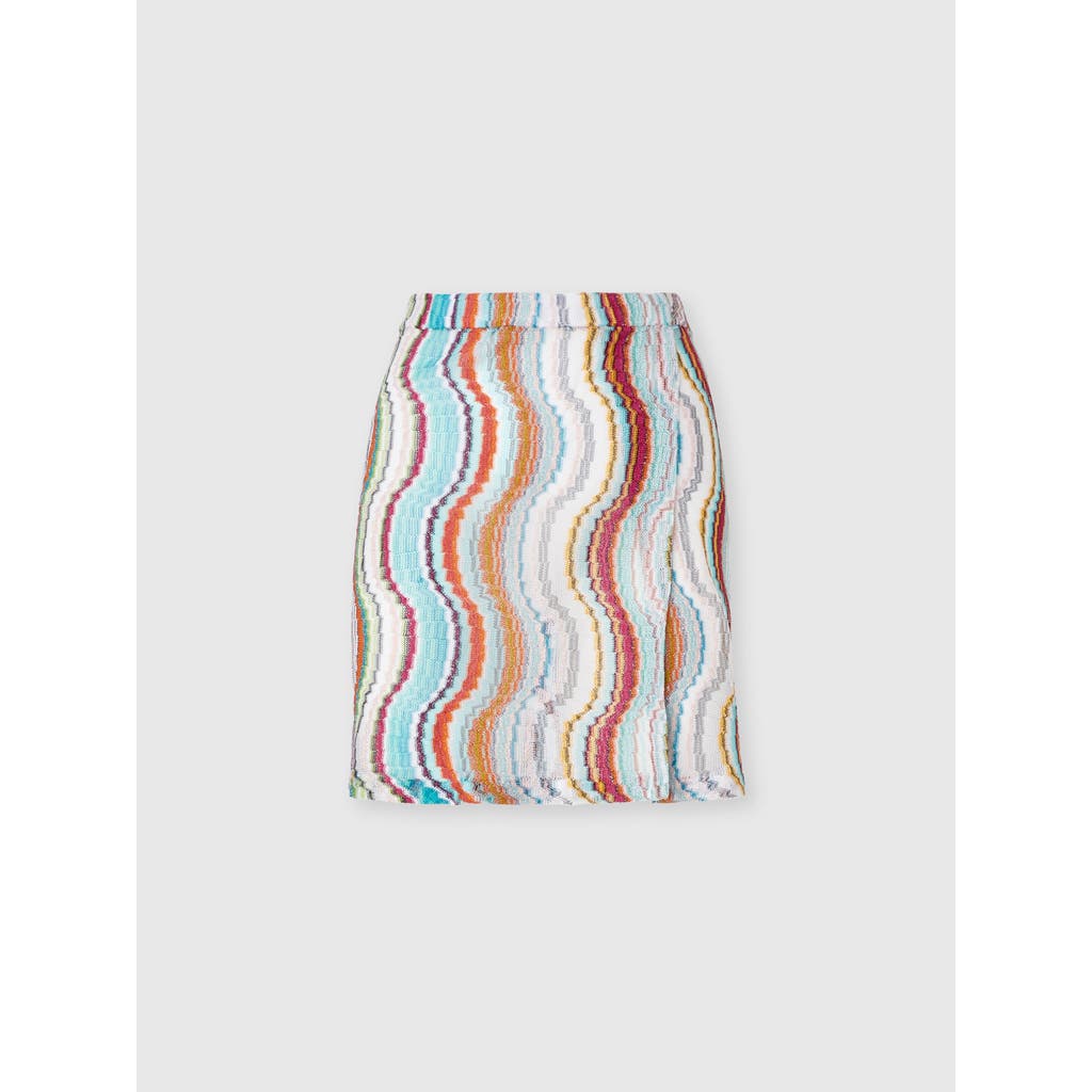 Shop Missoni Cover-up Miniskirt With Lamé Wave Motif And Slit In Multicoloured