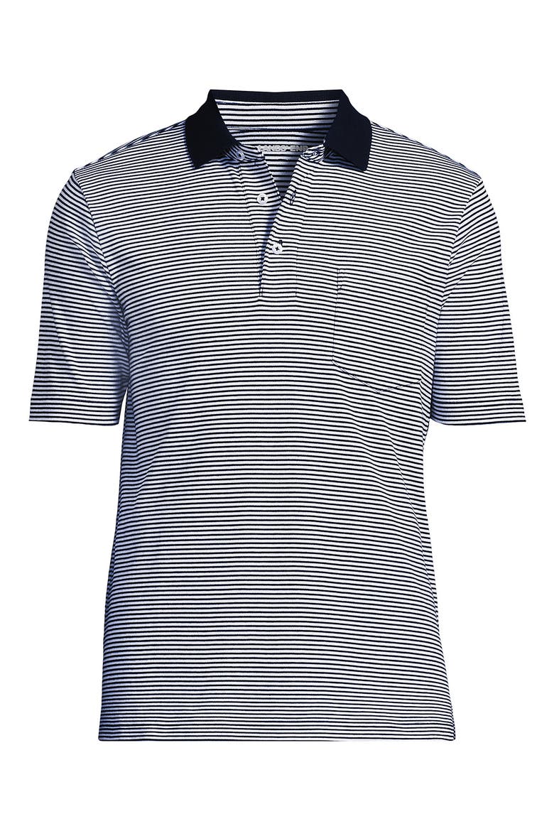 Short Sleeve Cotton Supima Polo Shirt with Pocket, Alternate, color, Radiant Navy Micro Stripe