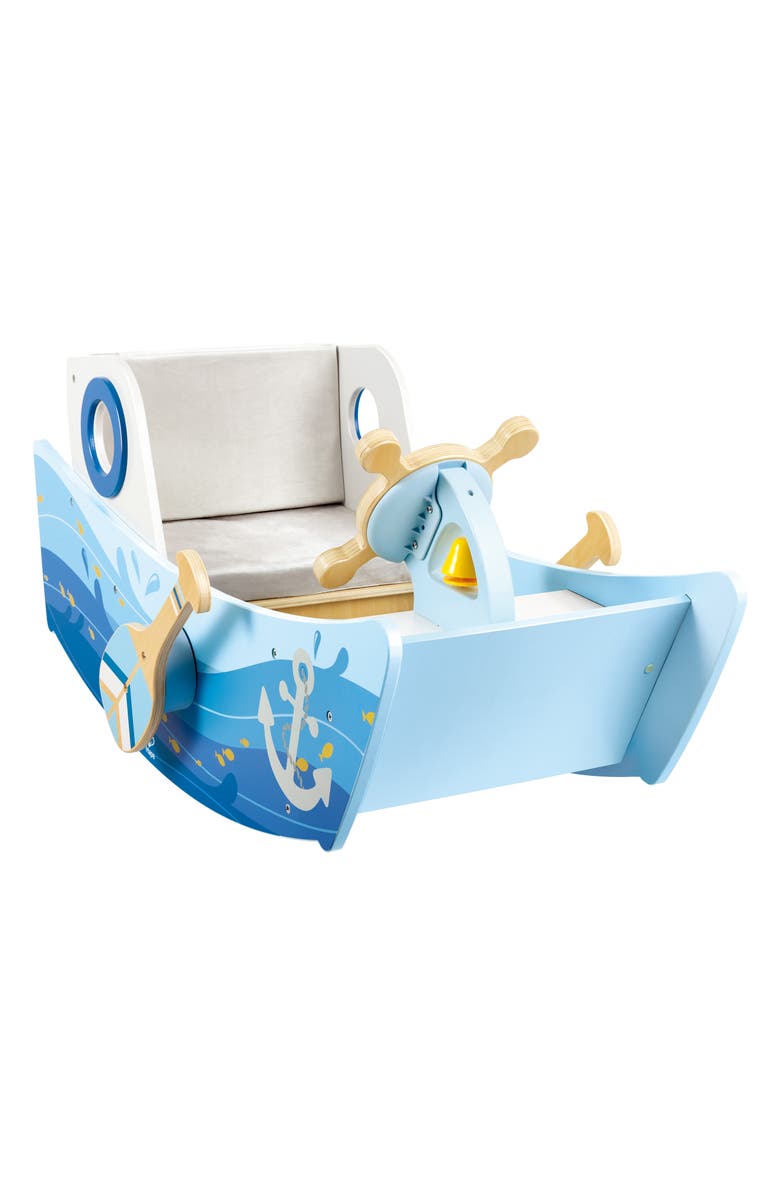 Hape Captain's Rocking Boat, Alternate, color, Blue Multi