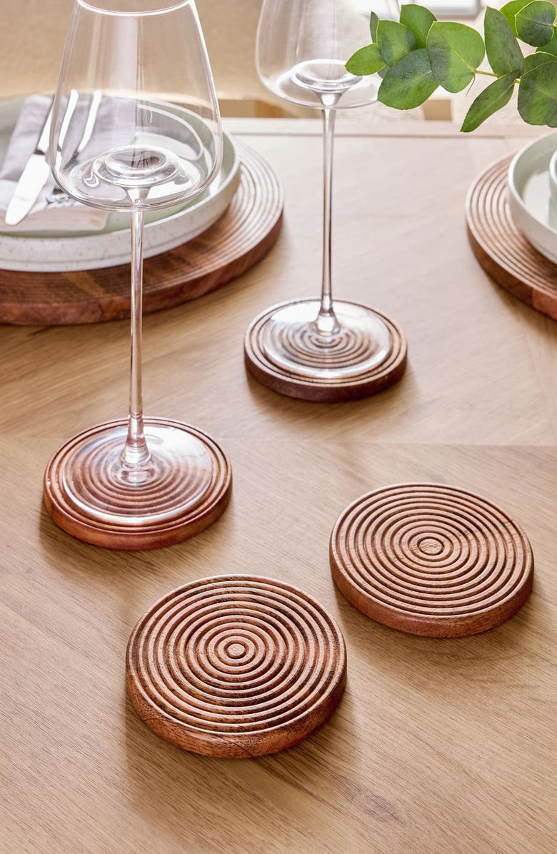 NEXT Bronx Set of 4 Etched Wood Coasters, Alternate, color, Wood