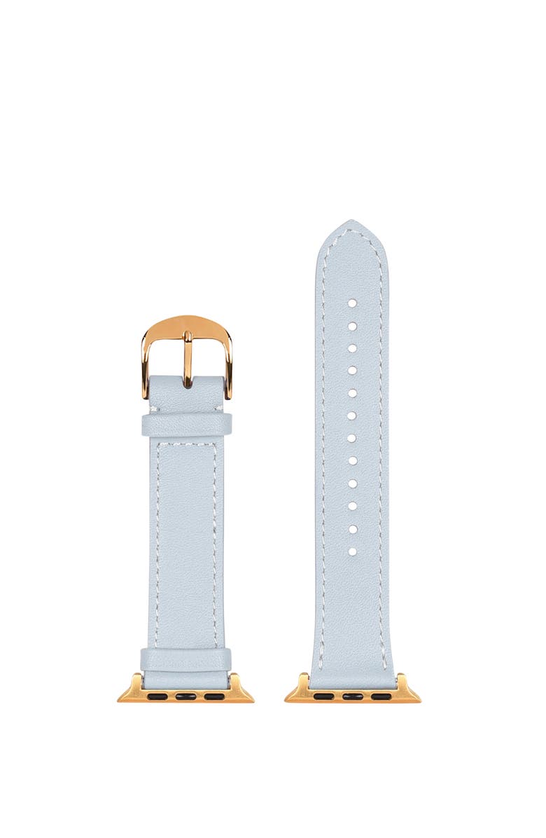 HYER GOODS Upcycled Leather Apple Watch Band, Main, color, Pale Blue/ Gold- 42/44/45/49Mm