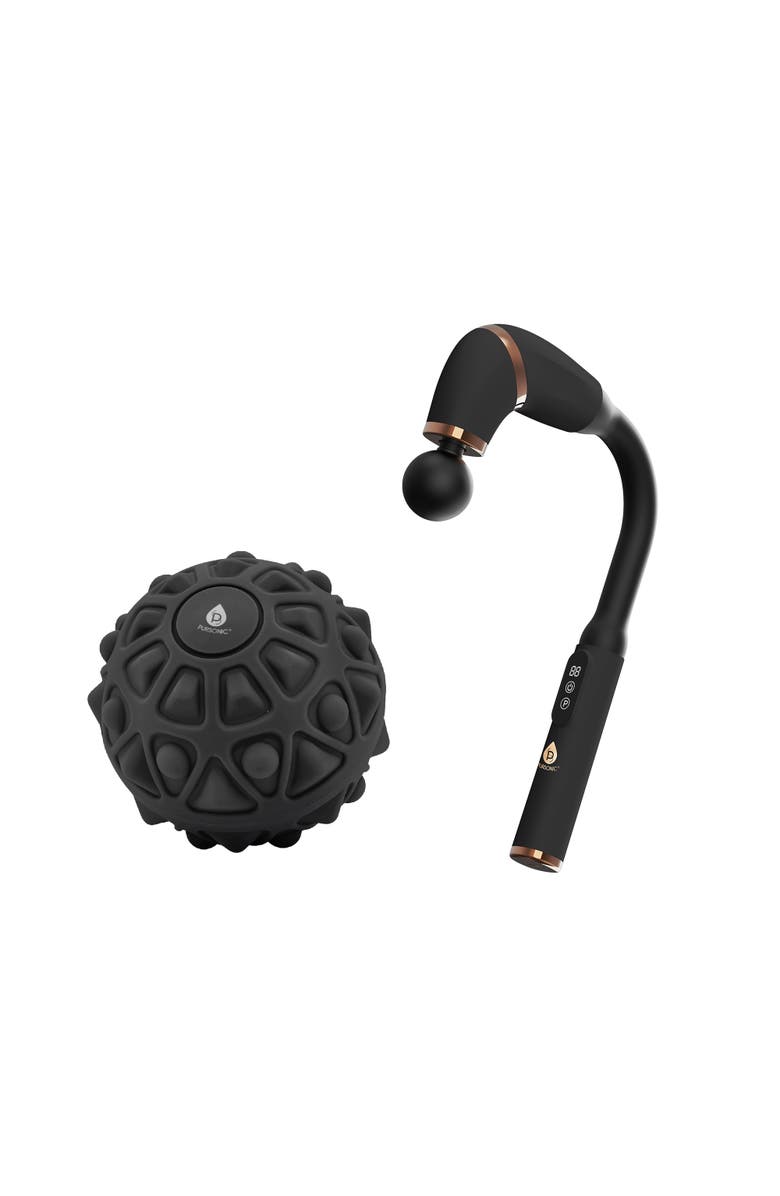 PURSONIC Ultimate Muscle Recovery Bundle Deep Tissue Massage Gun + Vibrating Massage Ball, Main, color, Black
