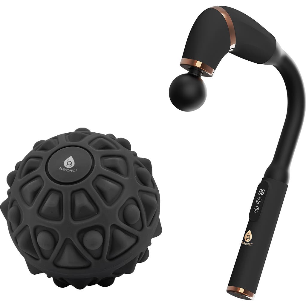 Pursonic Ultimate Muscle Recovery Bundle Deep Tissue Massage Gun + Vibrating Massage Ball In Black