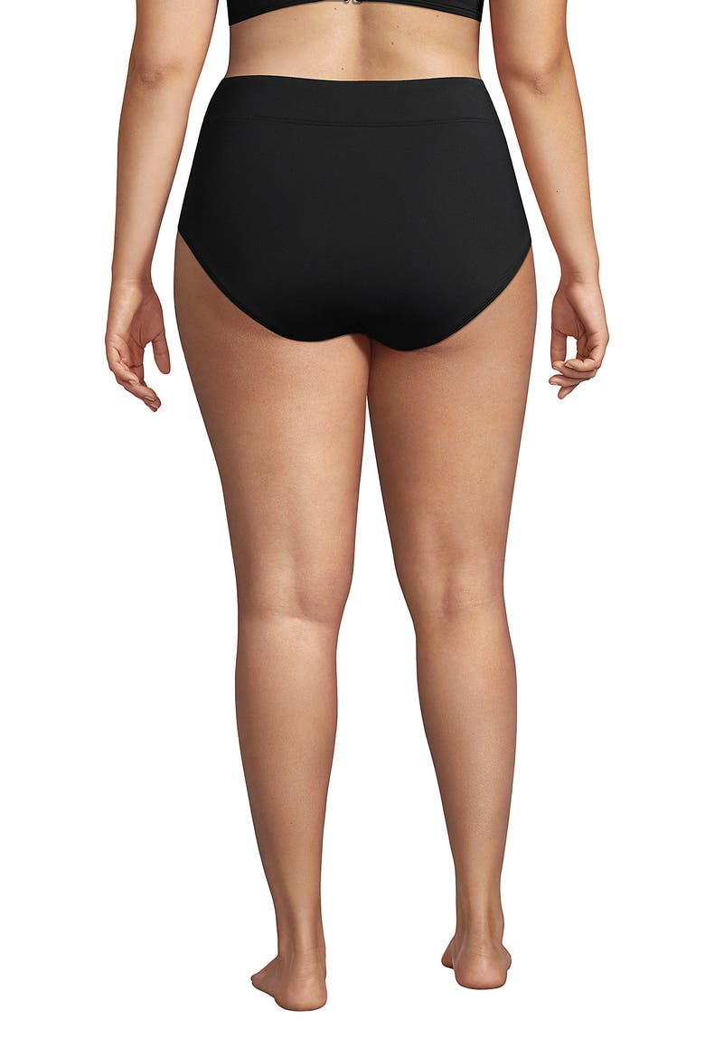 Plus Size Tummy Control High Waisted Bikini Swim Bottoms, Alternate, color, Black
