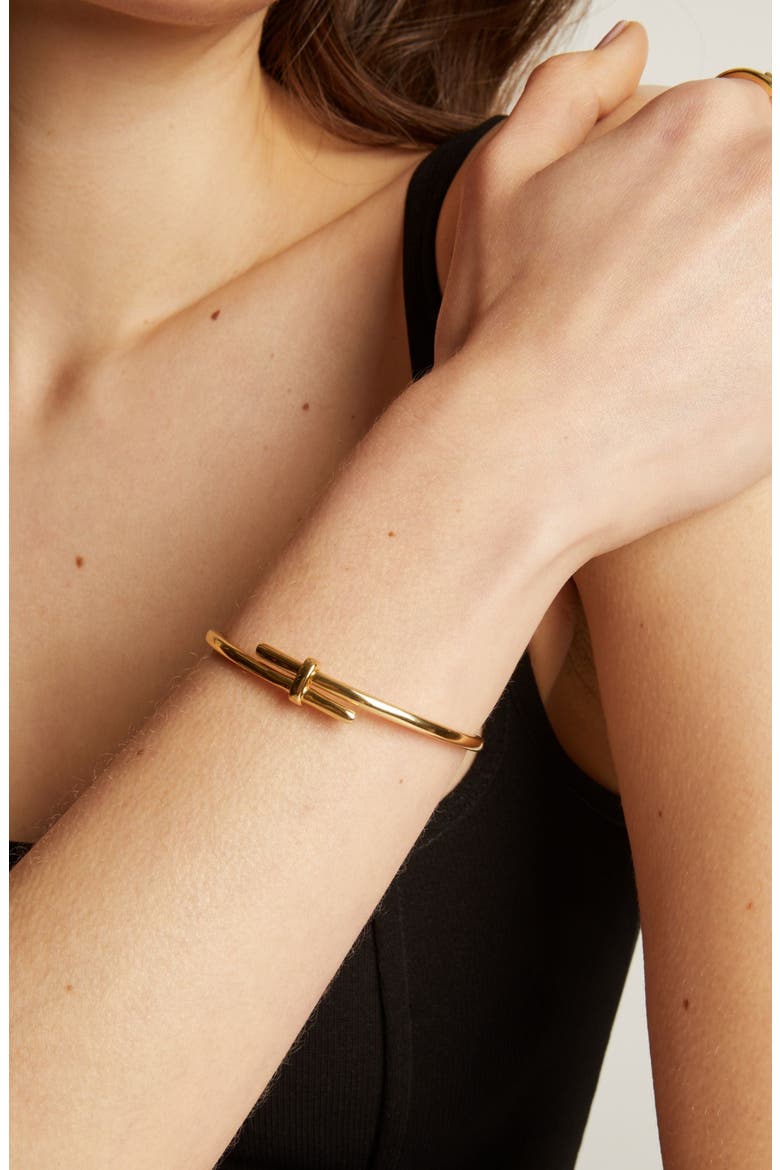 Crossover Hinged Bracelet, Alternate, color, Gold Plated Stainless Steel