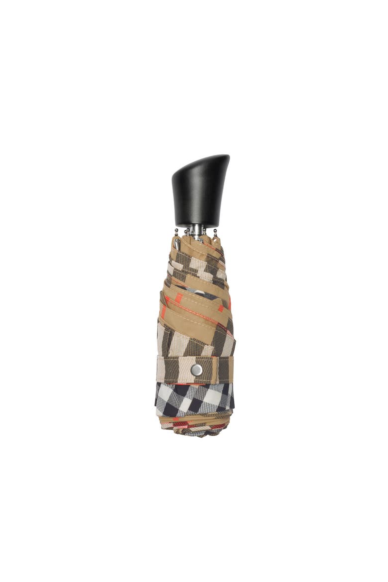 Check Folding Umbrella, Main, color, Sand beige