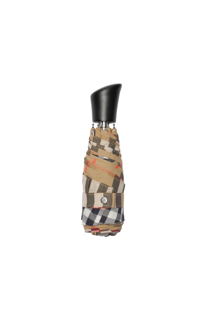 Burberry Check Folding Umbrella, Main, color, Sand
