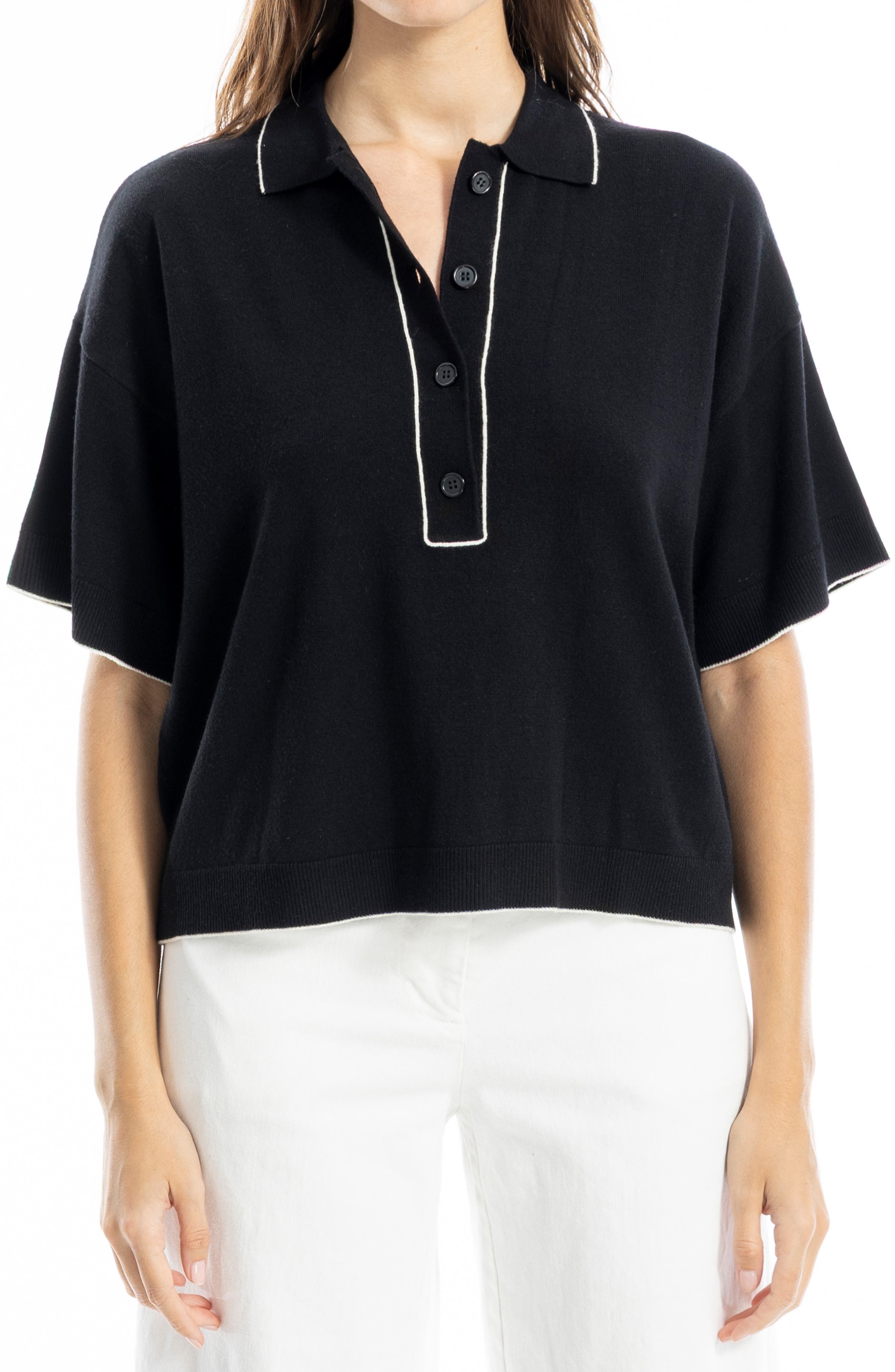 MAX STUDIO Boxy Polo Sweater