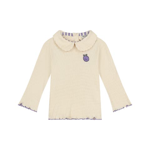Scalloped Collar Pointelle Rib Top (baby)