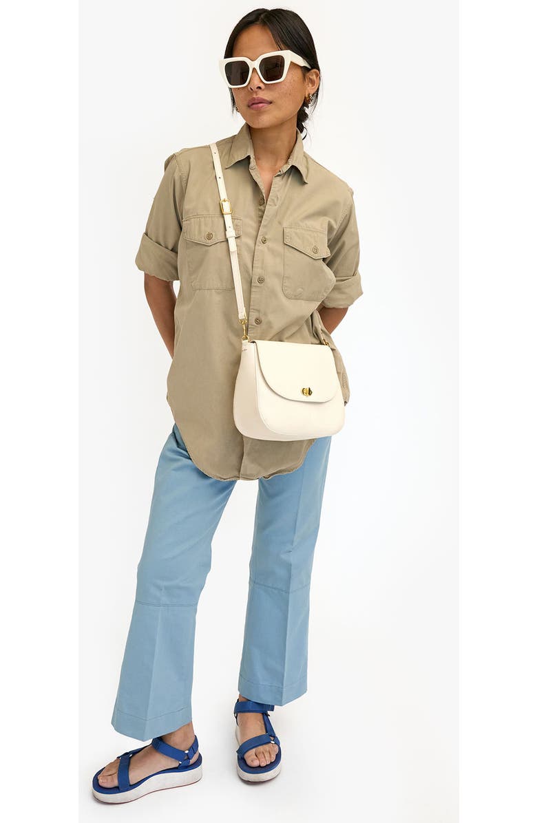 Clare V. Louis Leather Crossbody Bag, Alternate, color, Cream Veg