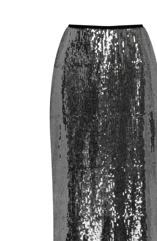 Milla Dramatic Fitted Sequinned Gray Maxi Skirt In Gray