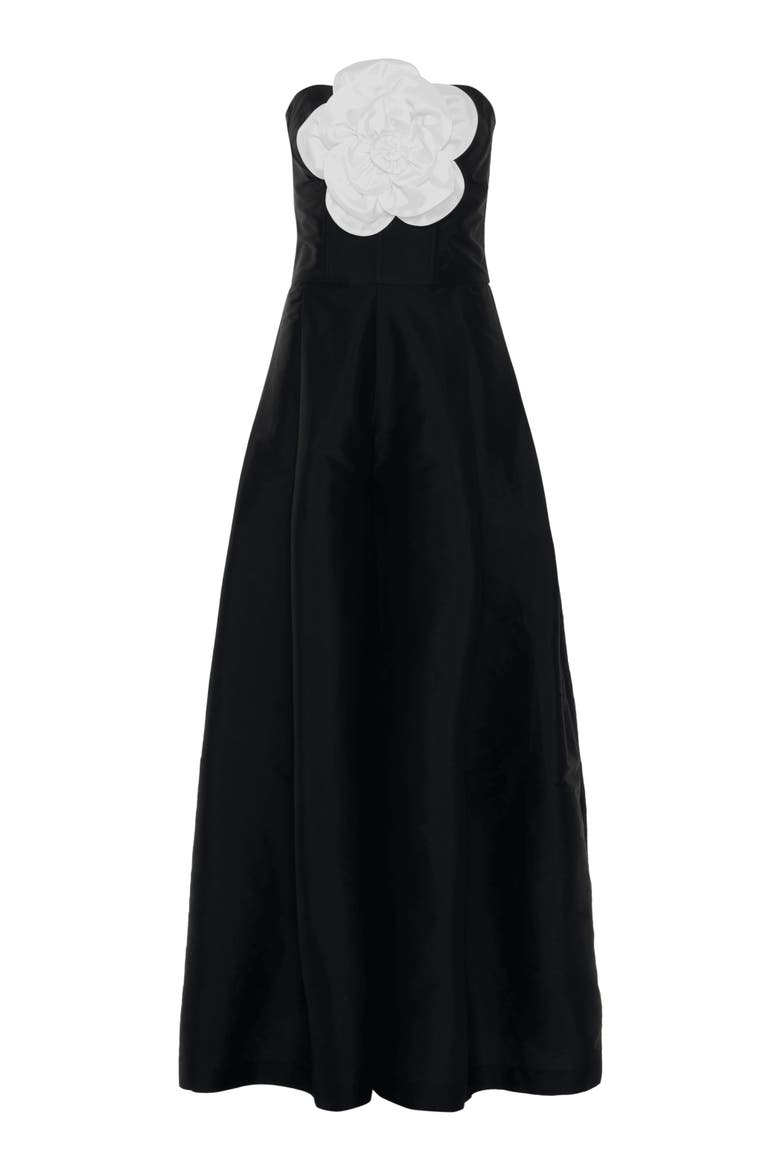 Taffeta Bloom Jumpsuit, Alternate, color, BLACK