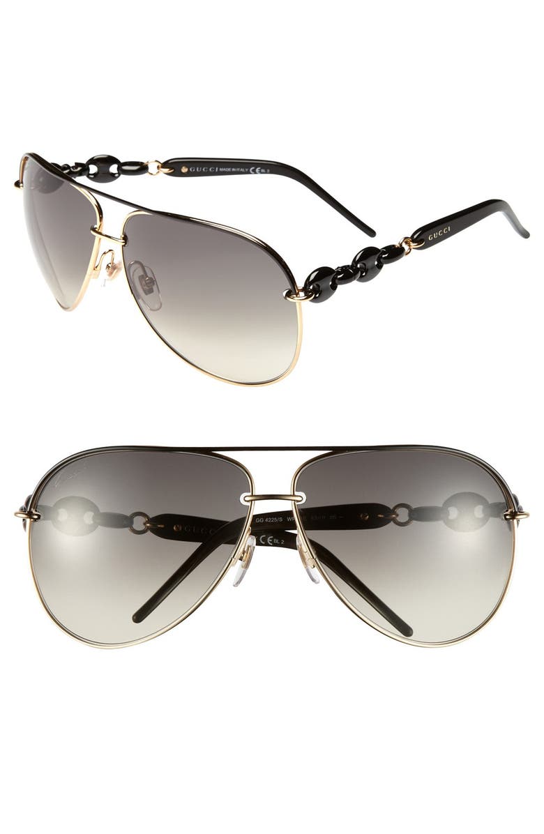Gucci 'Marina Chain' 63mm Aviator Sunglasses, Main, color, 