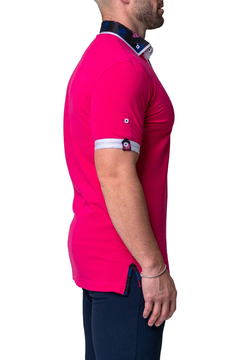 Maceoo Mozartsolidskull Fuchsia Piqué Button-Down Polo, Alternate, color, Pink