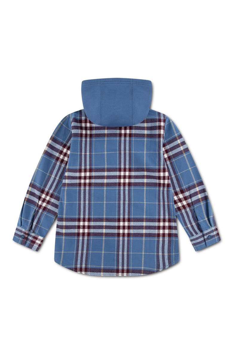 Kids' Hooded Plaid Flannel Shirt, Alternate, color, MOONLIGHT BLUE
