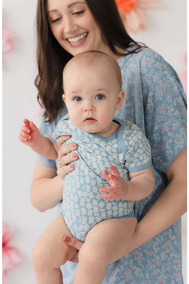 Organic Cotton Short Sleeve Bodysuit, Alternate, color, Chambray Twig