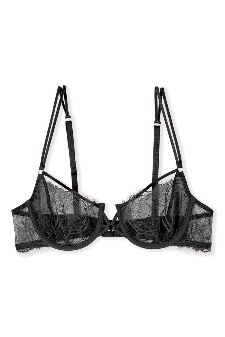 Vertige N°9 Underwire Balconette Bra, Alternate, color, BLACK