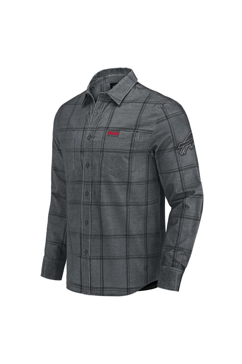 Men's Darius Rucker Collection by Fanatics Gray Buffalo Bills Micro Corduroy Plaid Button Up Shirt, Alternate, color, Gray