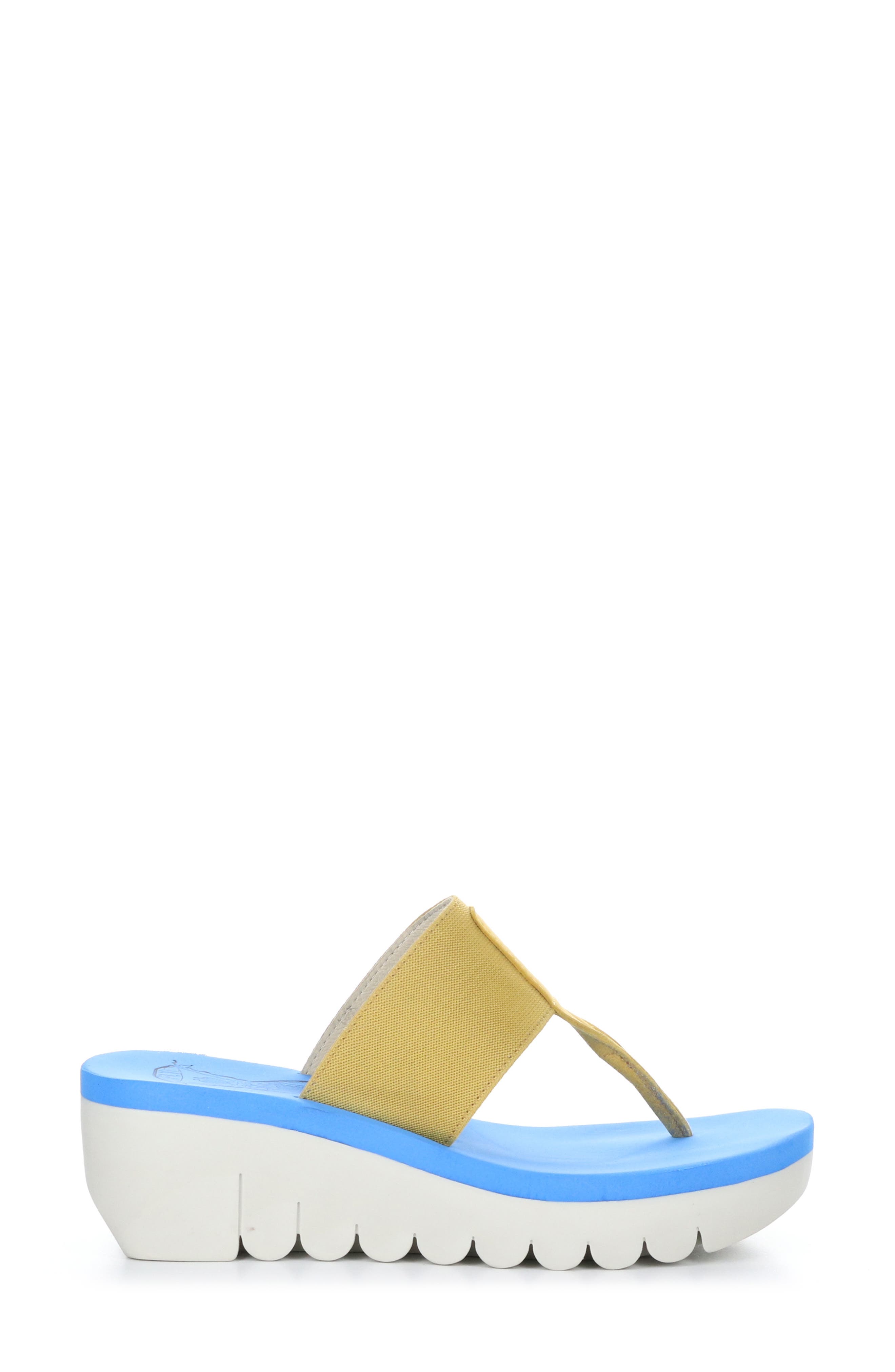 Fly London Yomu Wedge Flip Flop, Alternate, color, 005 Bumblebee/ Azure