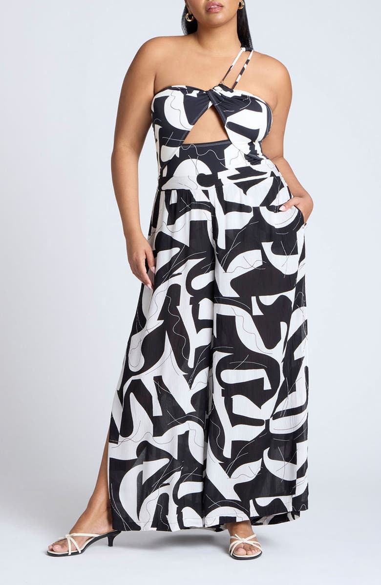 ELOQUII Print Wide Leg Cover-Up Pants, Alternate, color, 