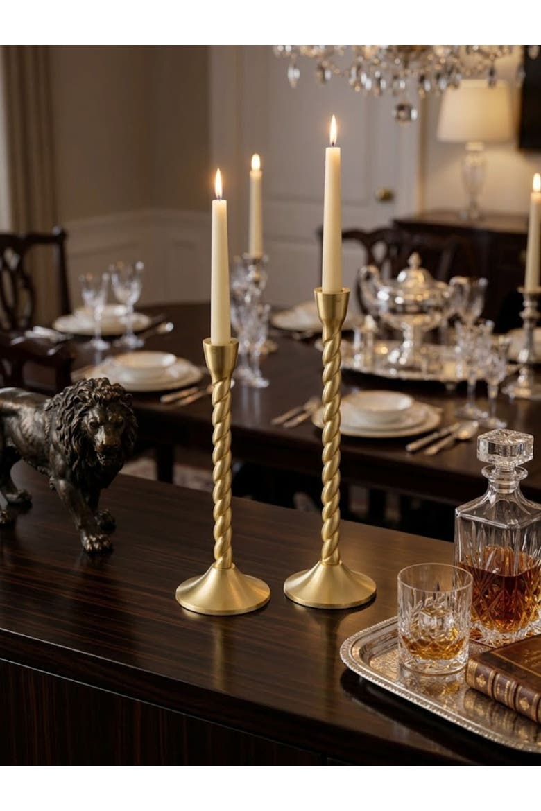 Twilight Candle Holders, Alternate, color, Gold