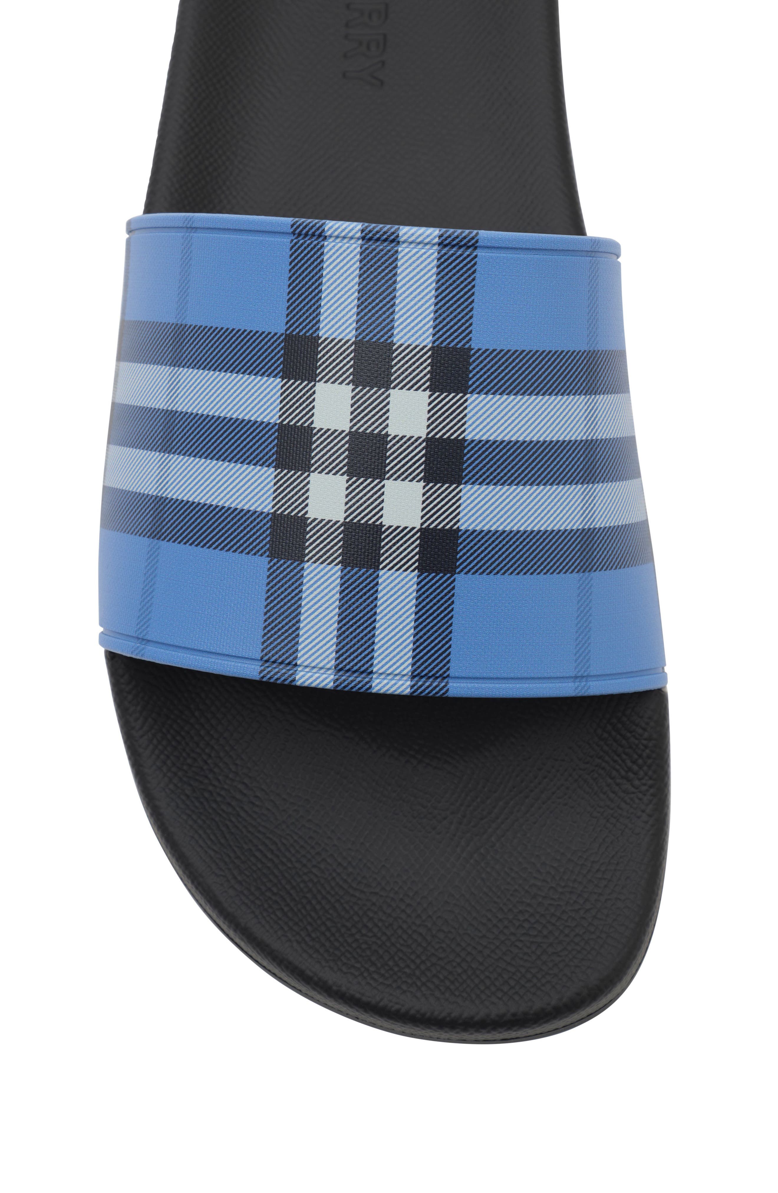Burberry Furley Check Slide Sandal, Alternate, color, Cornflower Blu Ip Ck