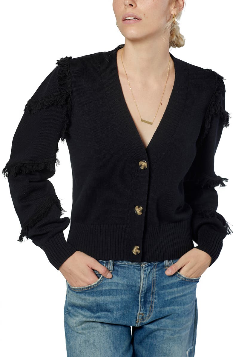 Joie Yves Fringe Crop Cardigan, Main, color,