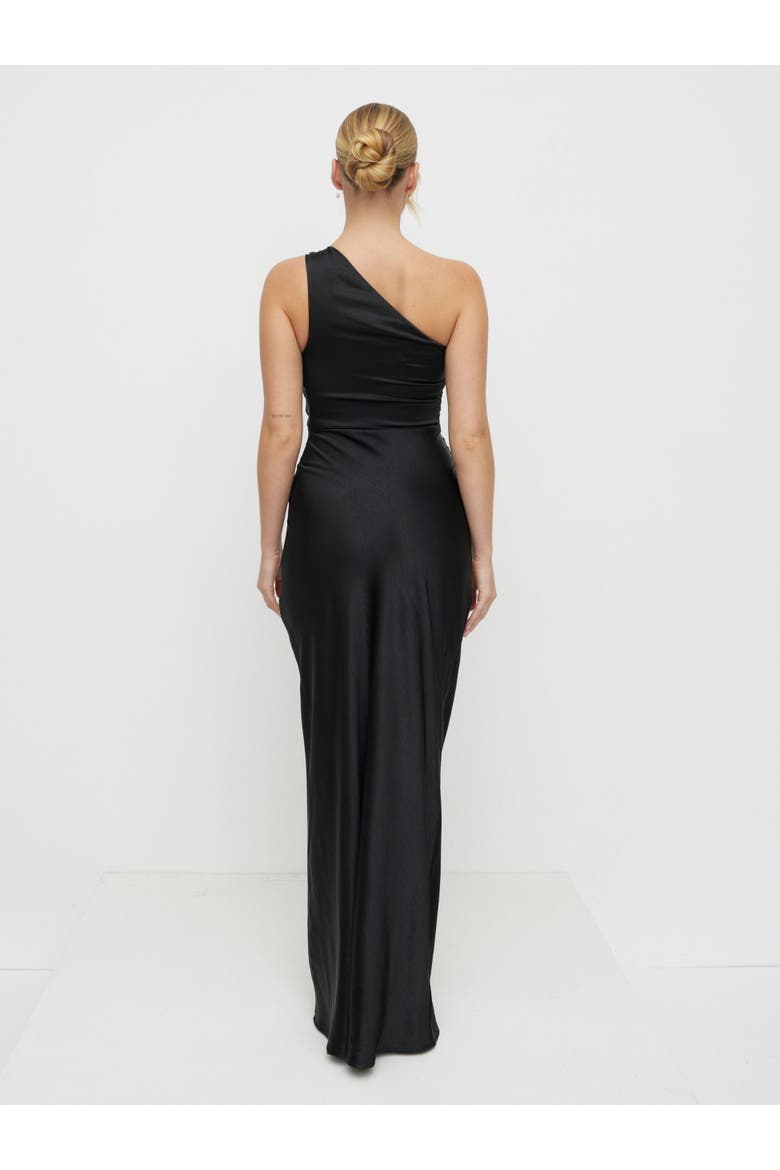 Juliet Ruched Maxi Bridesmaid Dress, Alternate, color, Black