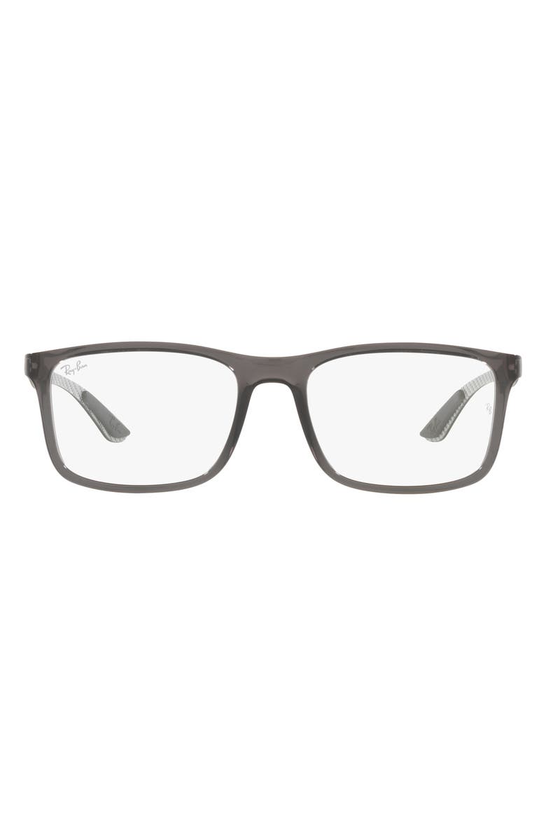 Ray-Ban 53mm Rectangular Optical Glasses, Main, color, Transparent Grey