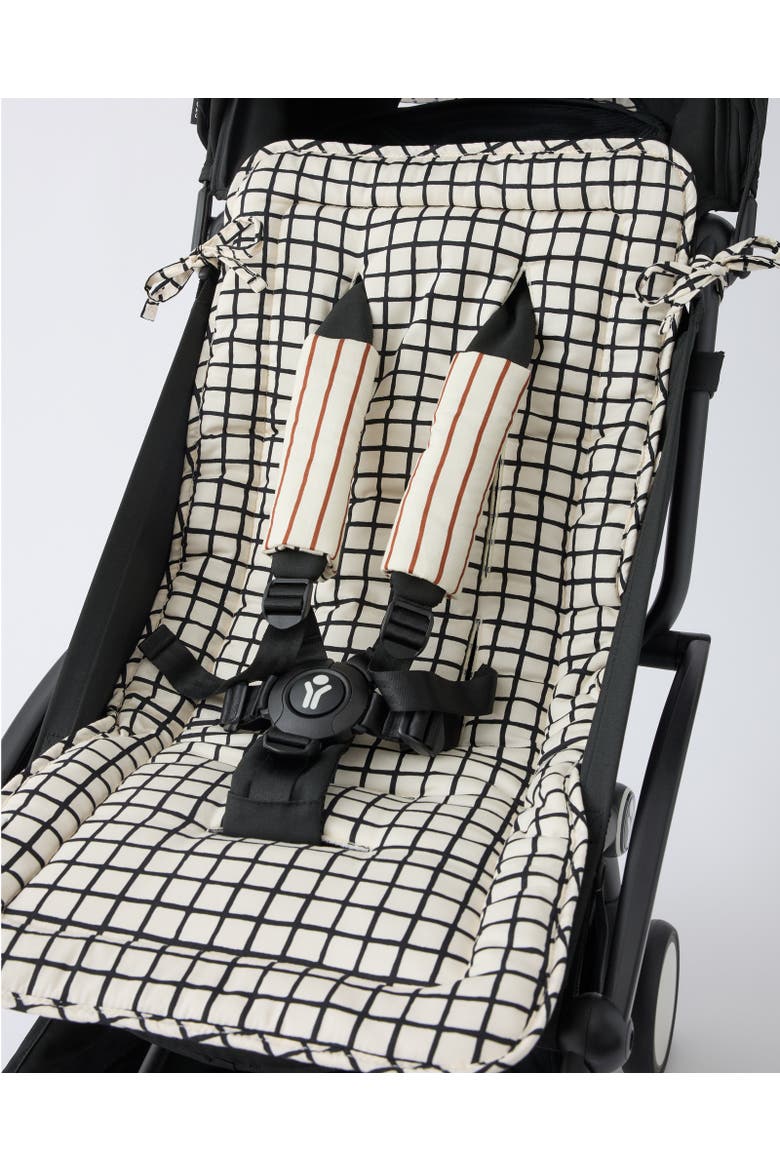 Stroller Party Seat Liner & Strap Covers, Alternate, color, Black Grid