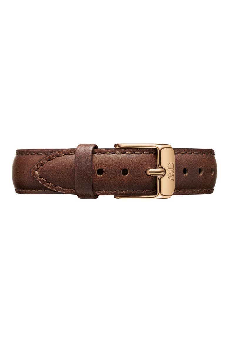 Classic Petite Leather Strap Watch, 32mm, Alternate, color, BROWN/ WHITE/ ROSE GOLD