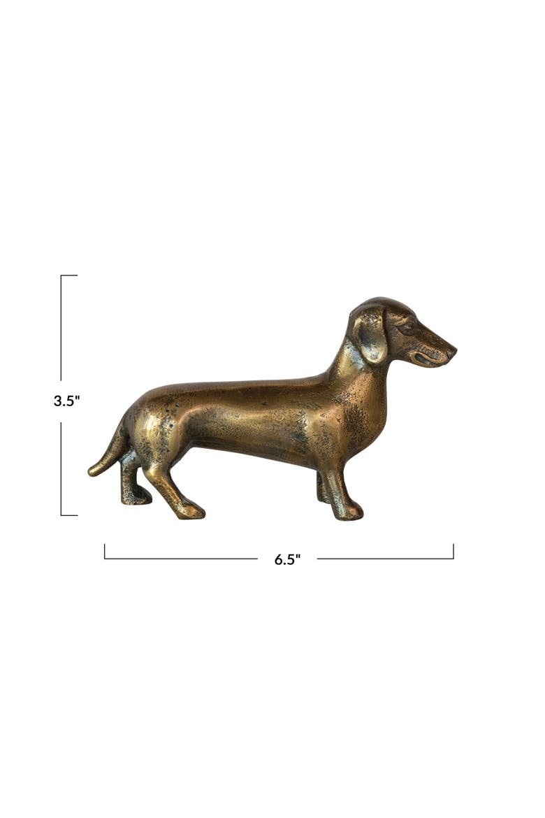 Antique Cast Aluminum Dachshund Accent Decor, Brass, Alternate, color, Brass
