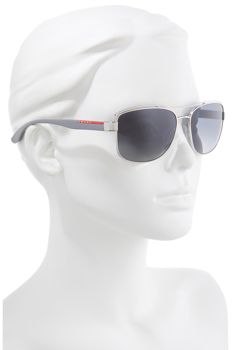 61mm Polarized Navigator Sunglasses, Alternate, color, SILVER/ GREY GRADIENT