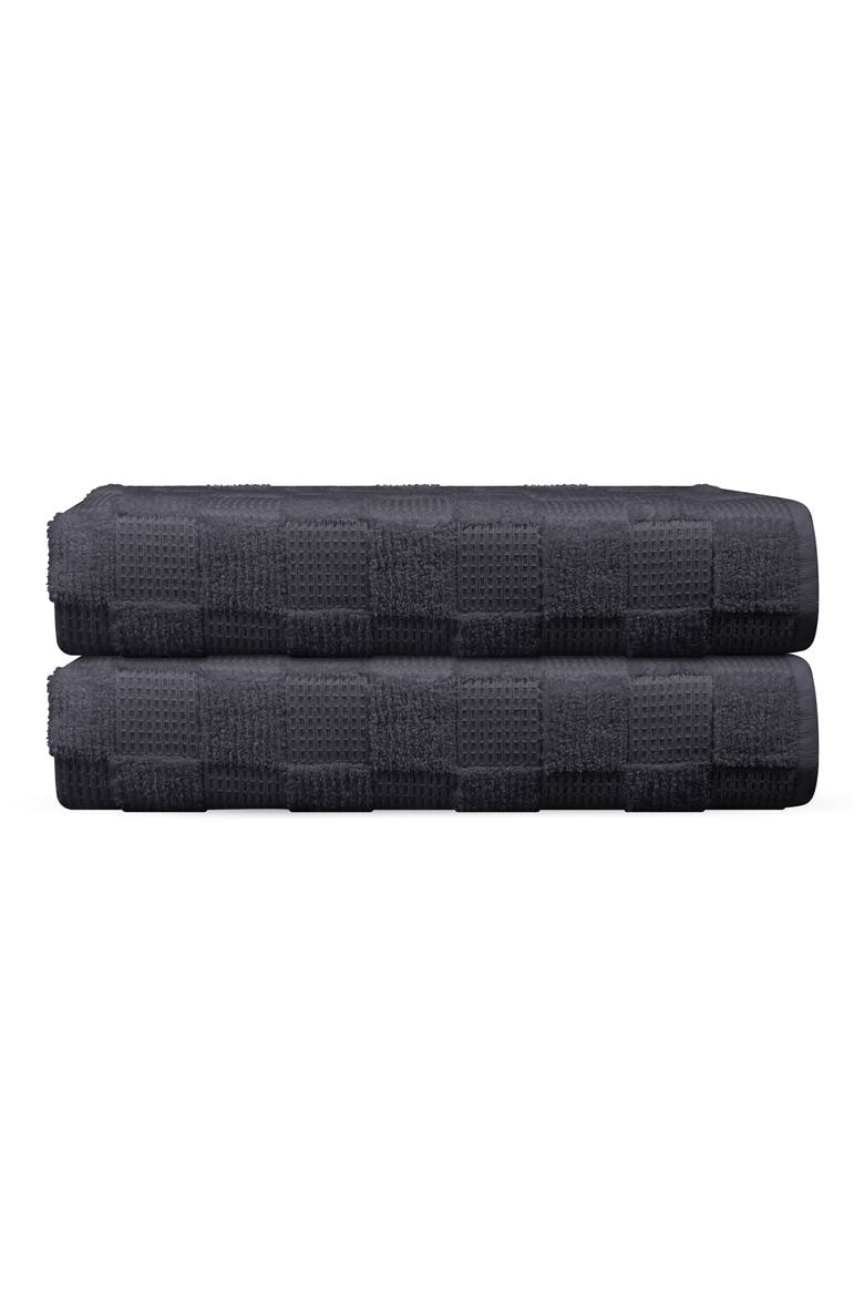 Waffle Terry 2-Piece Turkish Cotton Bath Mat Set, Alternate, color, ANTHRACITE