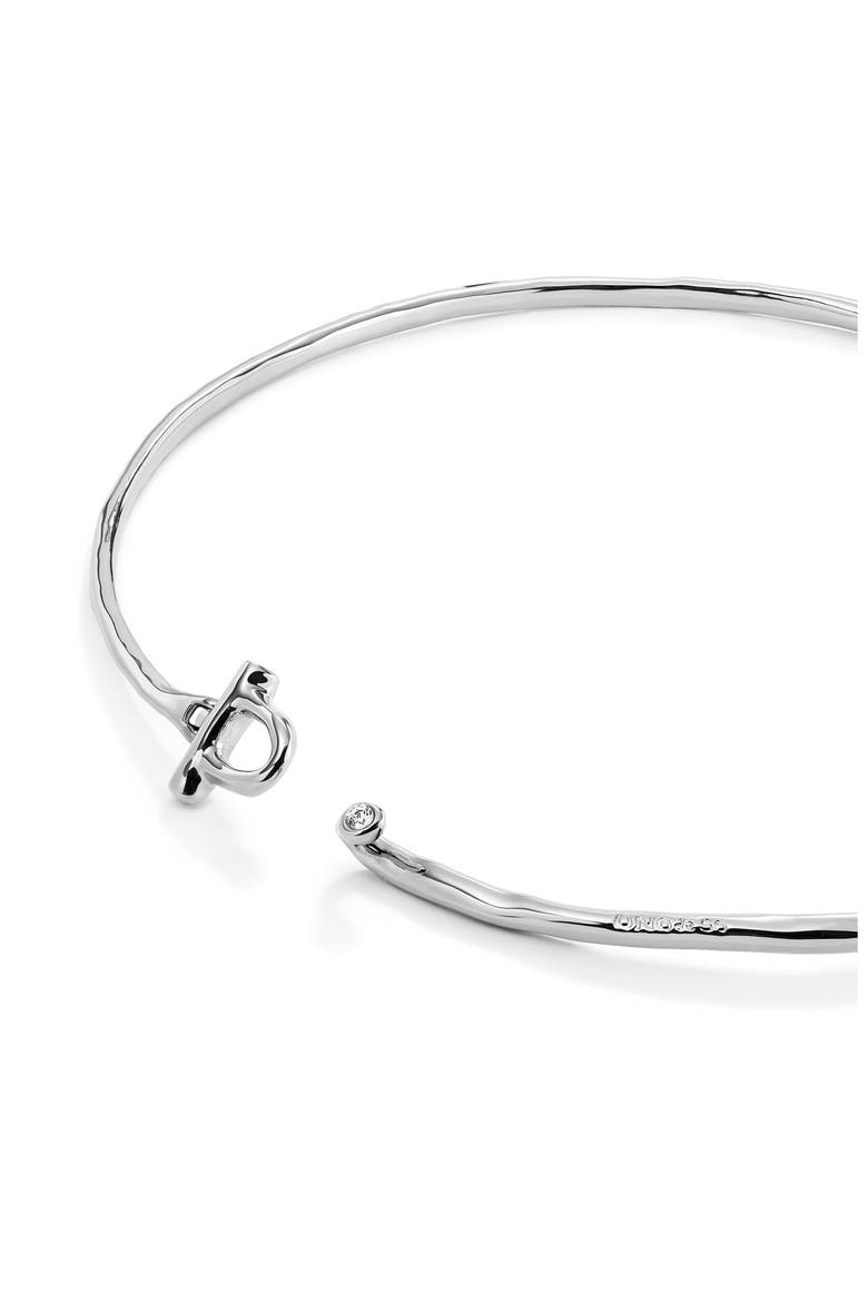 Choker Necklace with Front Clasp and White Topaz, Alternate, color, Silver