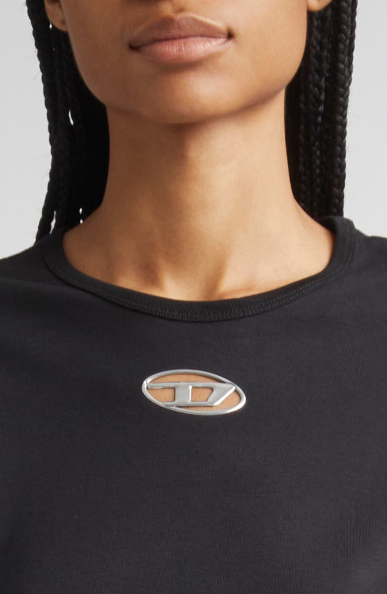 DIESEL<sup>®</sup> Metallic Oval D Cutout T-Shirt, Alternate, color, Deep Black